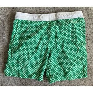 J.CREW Mens Swim Trunks Green White  Draw String Beach Pool Cruise‎ Summer Sz 29